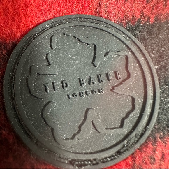 TED BAKER LONDON Mens Gloves Karrl Logo-Patch Black/Red Checked Poly Wool Blend - Picture 7 of 10